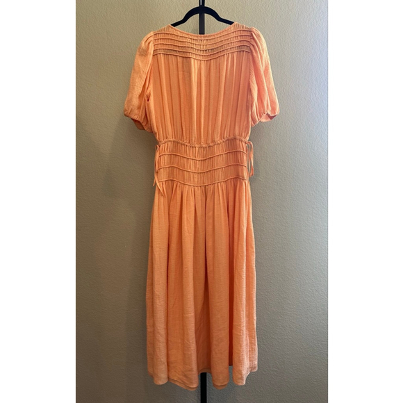 Size S Women's Current Air Smocked Waist Midi Dress Cantaloupe - Picture 3 of 8